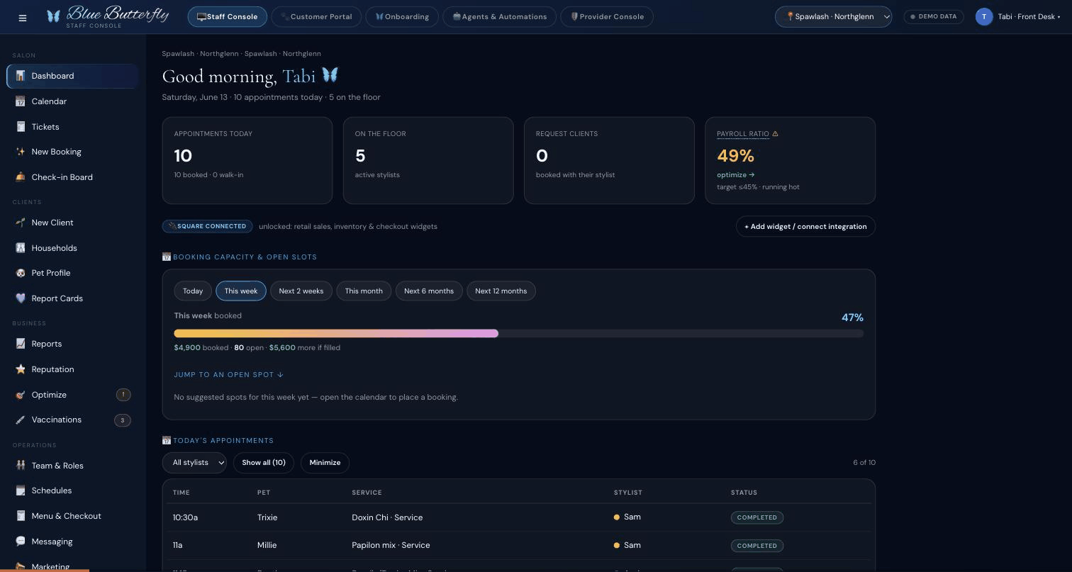 Preview: Blue Butterfly internal dashboards — agentic OKR scorecard, release tracker, and live signals